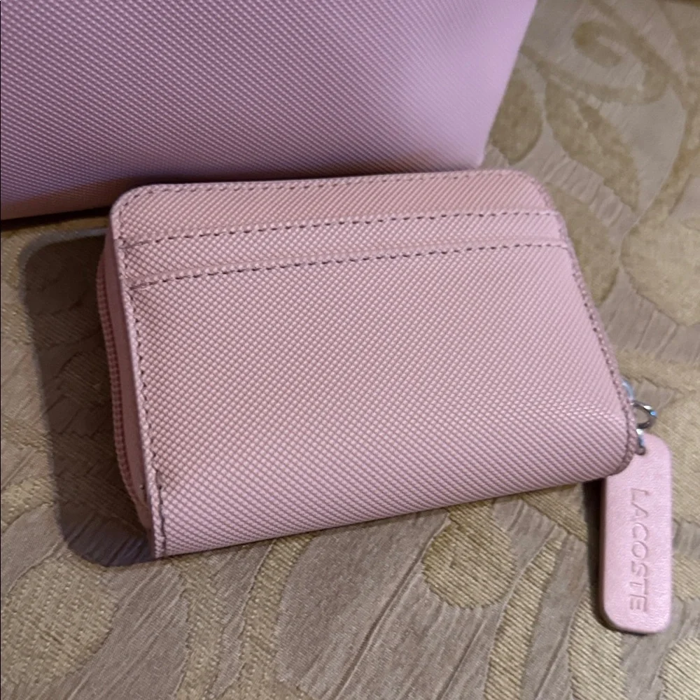 LACOSTE Large L.12.12 Concept Tote Bag, small wallet and wristlet bundle Pink - Picture 6 of 16